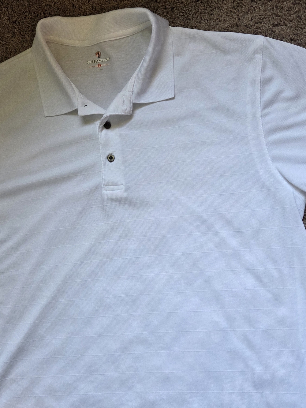 Golf America Men's White Polo with Subtle Horizontal Stripe Performance Sport XL